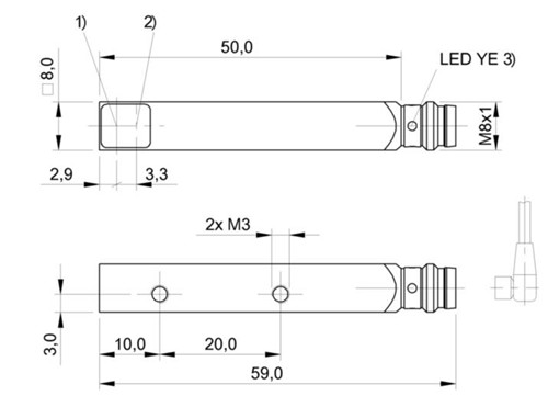 漫反射型傳感器 BOS Q08M-PO-LD20-S49